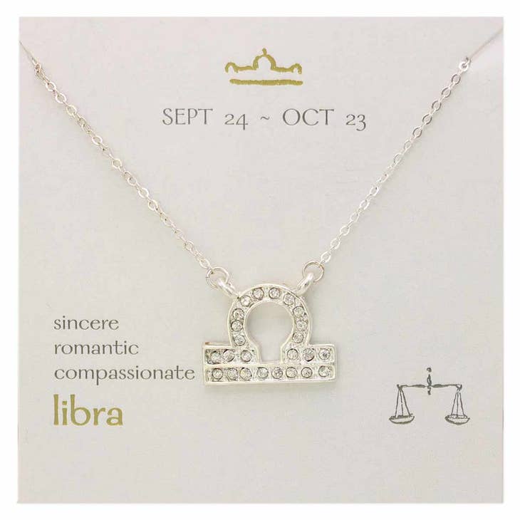 Silver Rhinestone Libra Zodiac Necklace - Not Every Libra