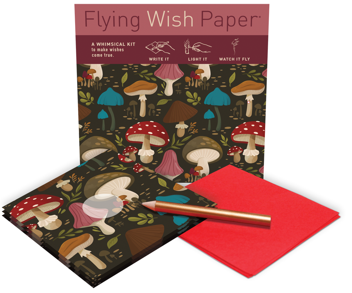 FLYING WISH PAPER® – Manifestation & Intention Ceremony Kits - Mushrooms Wish Paper | Manifestation Kit | Ritual Gift