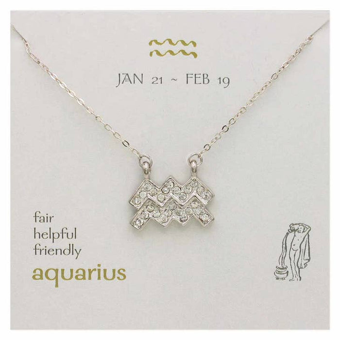 Silver Rhinestone Aquarius Zodiac Necklace - Not Every Libra