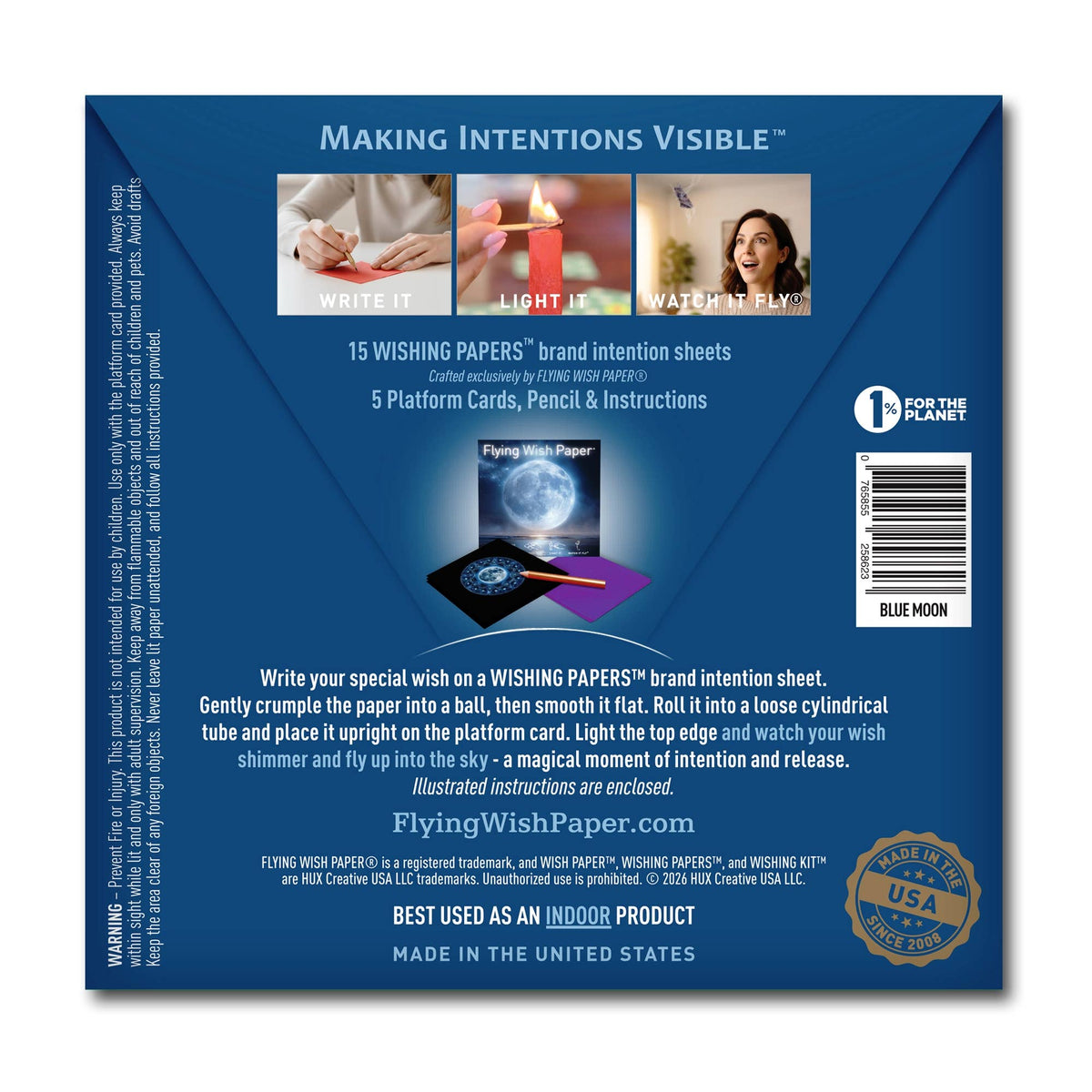 FLYING WISH PAPER® – Manifestation & Intention Ceremony Kits - BLUE MOON | Moon Ritual Kit | Manifestation Gift