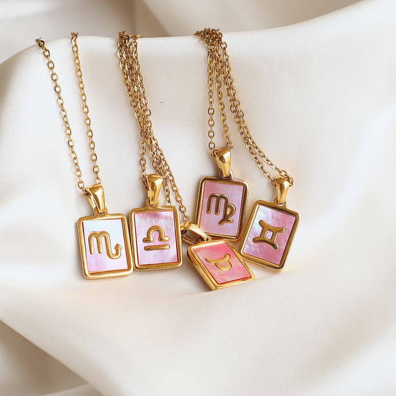 Zodiac Pink Shell Necklace: Gemini