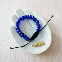 Adjustable Recycled Glass Bracelet: Blue