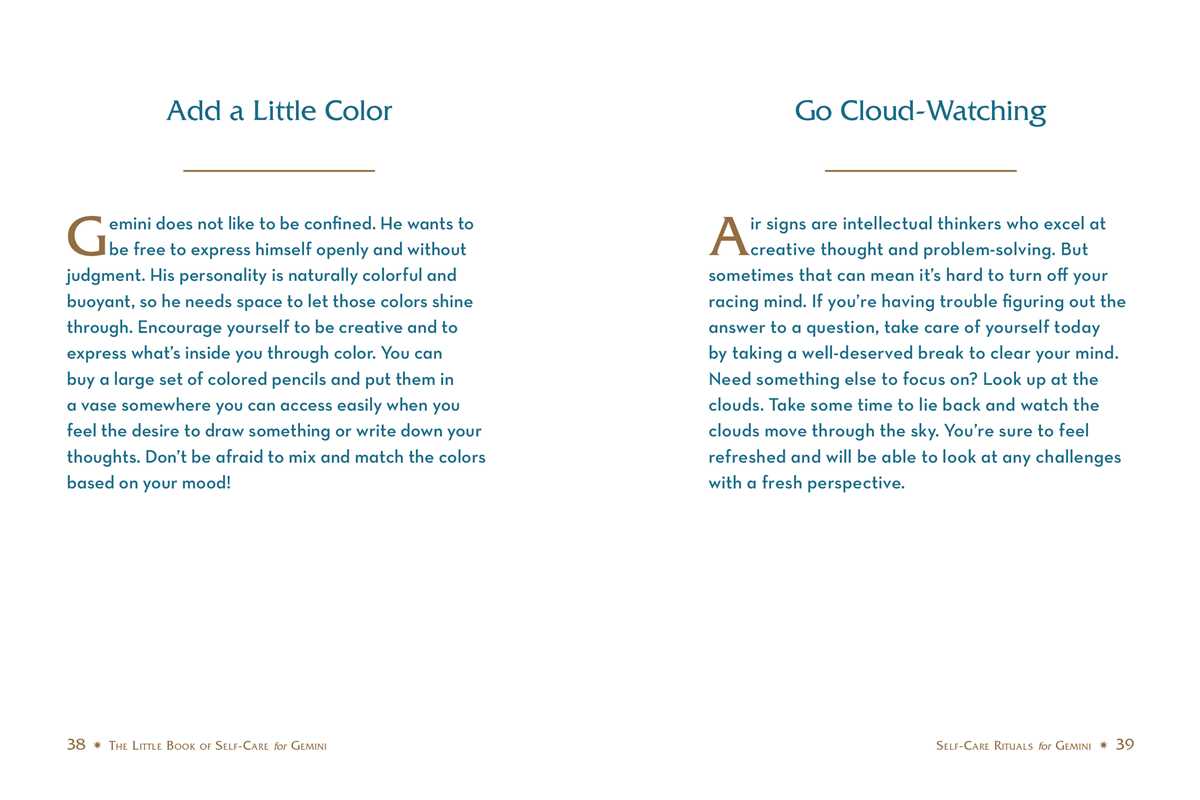 Simon & Schuster - Little Book of Self-Care for Gemini by Constance   Stellas: Hardcover; 160 pages / English