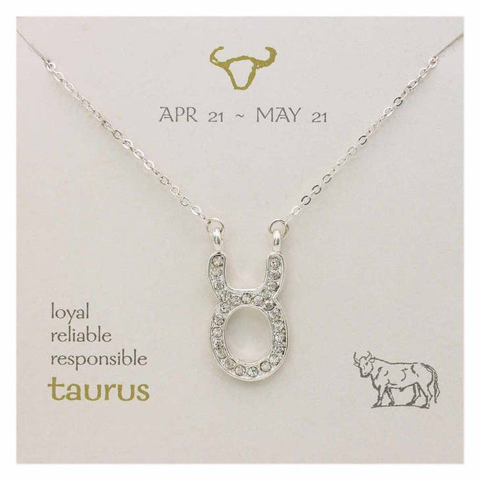 Silver Rhinestone Taurus Zodiac Necklace - Not Every Libra