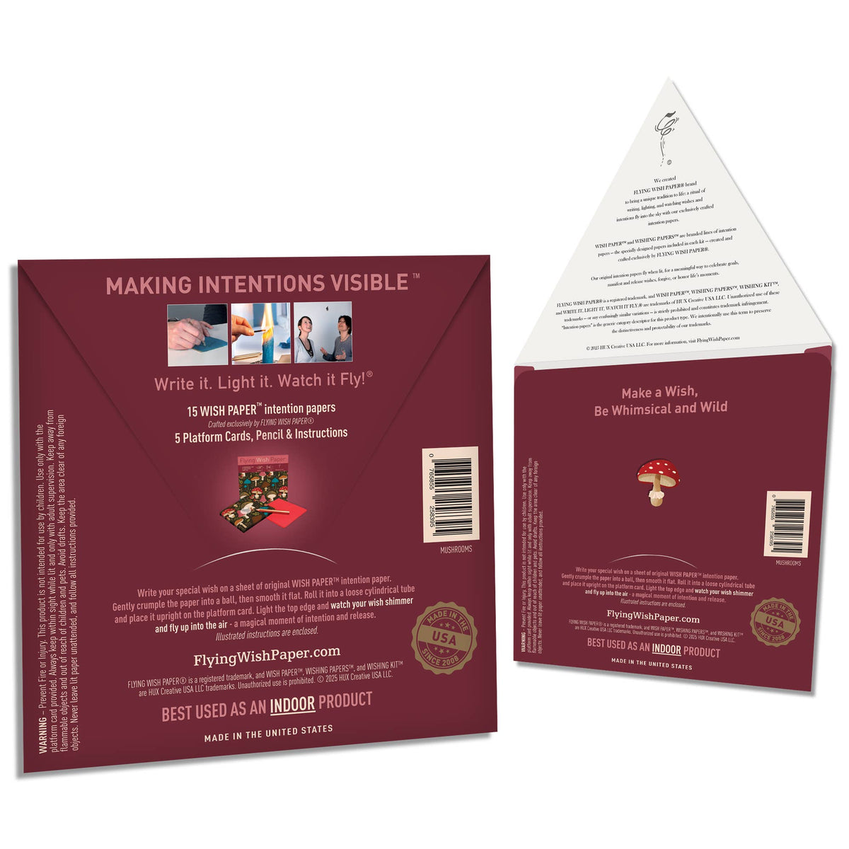 FLYING WISH PAPER® – Manifestation & Intention Ceremony Kits - Mushrooms Wish Paper | Manifestation Kit | Ritual Gift