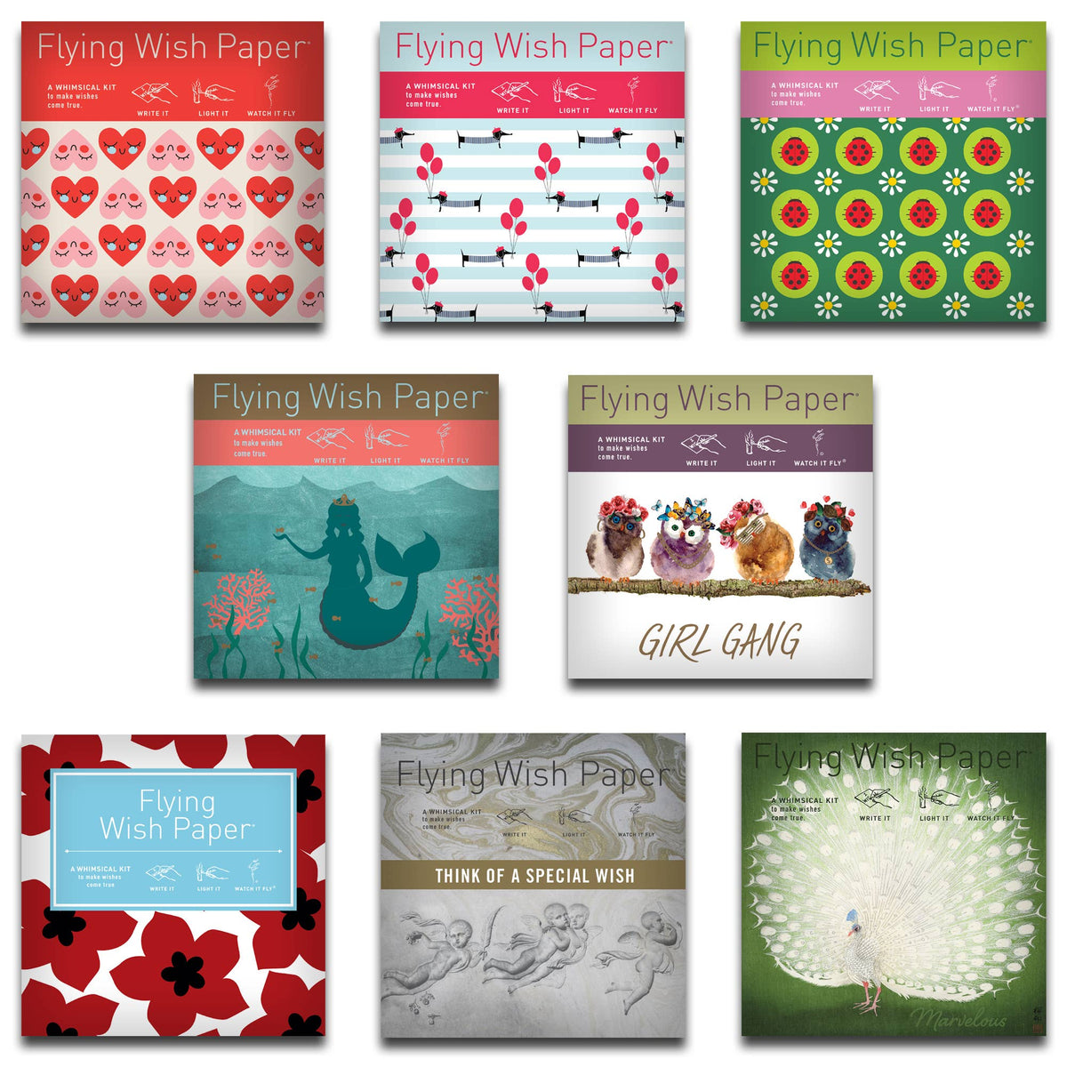 FLYING WISH PAPER® – Manifestation & Intention Ceremony Kits - Flying Wish Paper® 8-Pack Standard Mini Kits – WISHING KITS™