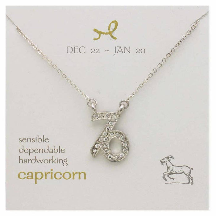 Silver Rhinestone Capricorn Zodiac Necklace - Not Every Libra