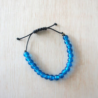 Adjustable Recycled Glass Bracelet: Blue