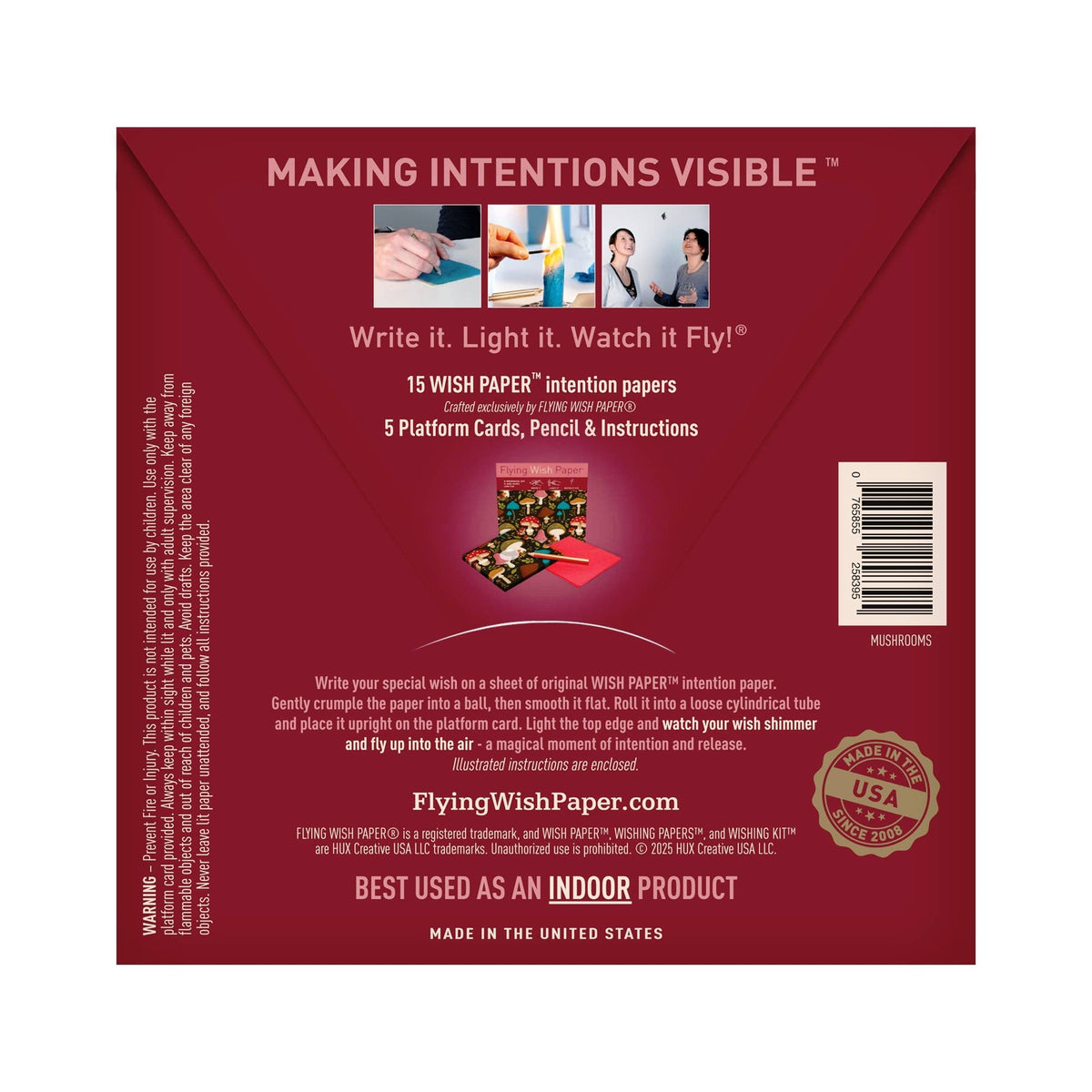 FLYING WISH PAPER® – Manifestation & Intention Ceremony Kits - Mushrooms Wish Paper | Manifestation Kit | Ritual Gift