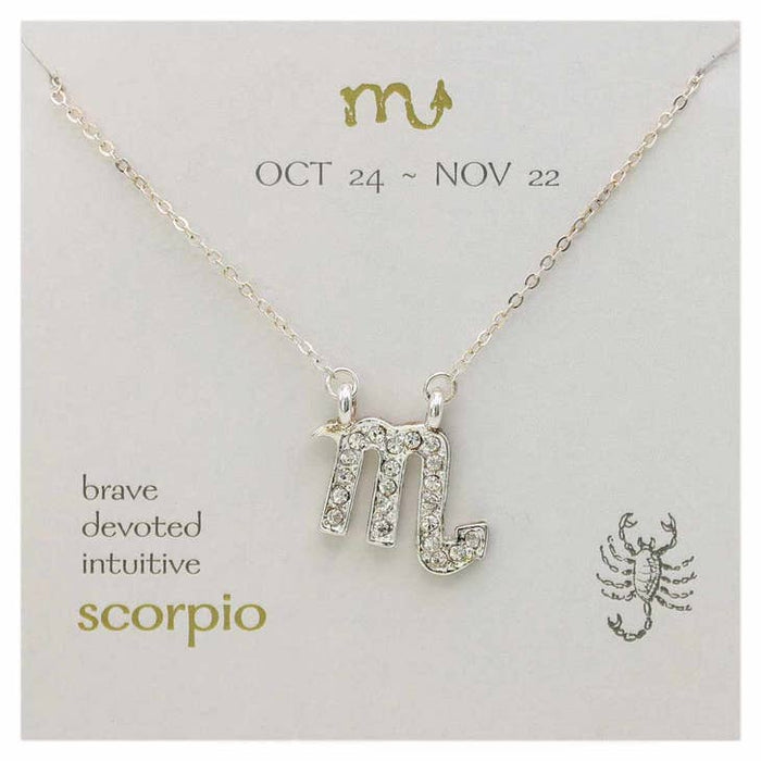 Silver Rhinestone Scorpio Zodiac Necklace - Not Every Libra