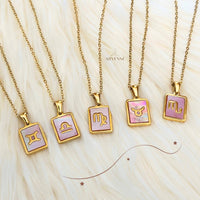 Zodiac Pink Shell Necklace: Aquarius