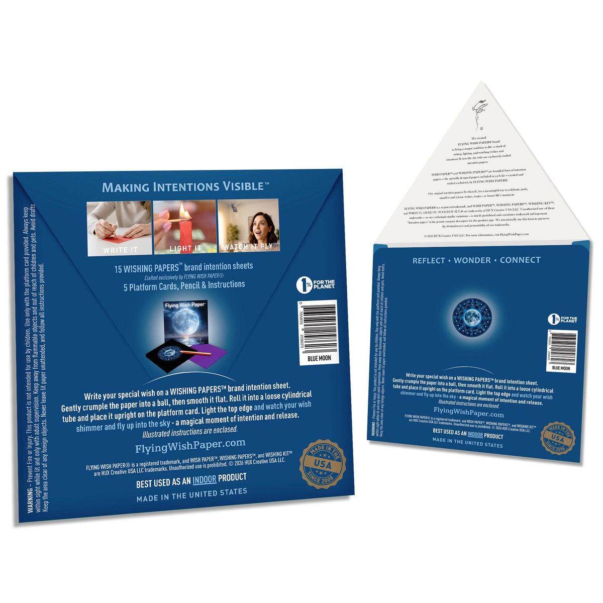 FLYING WISH PAPER® – Manifestation & Intention Ceremony Kits - BLUE MOON | Moon Ritual Kit | Manifestation Gift