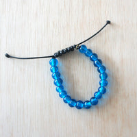 Adjustable Recycled Glass Bracelet: Blue