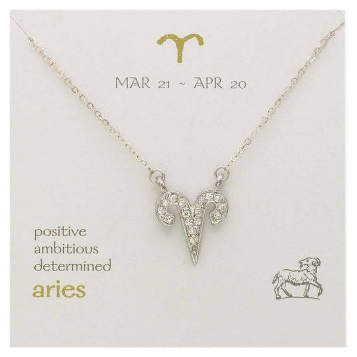 Silver Rhinestone Aries Zodiac Necklace - Not Every Libra