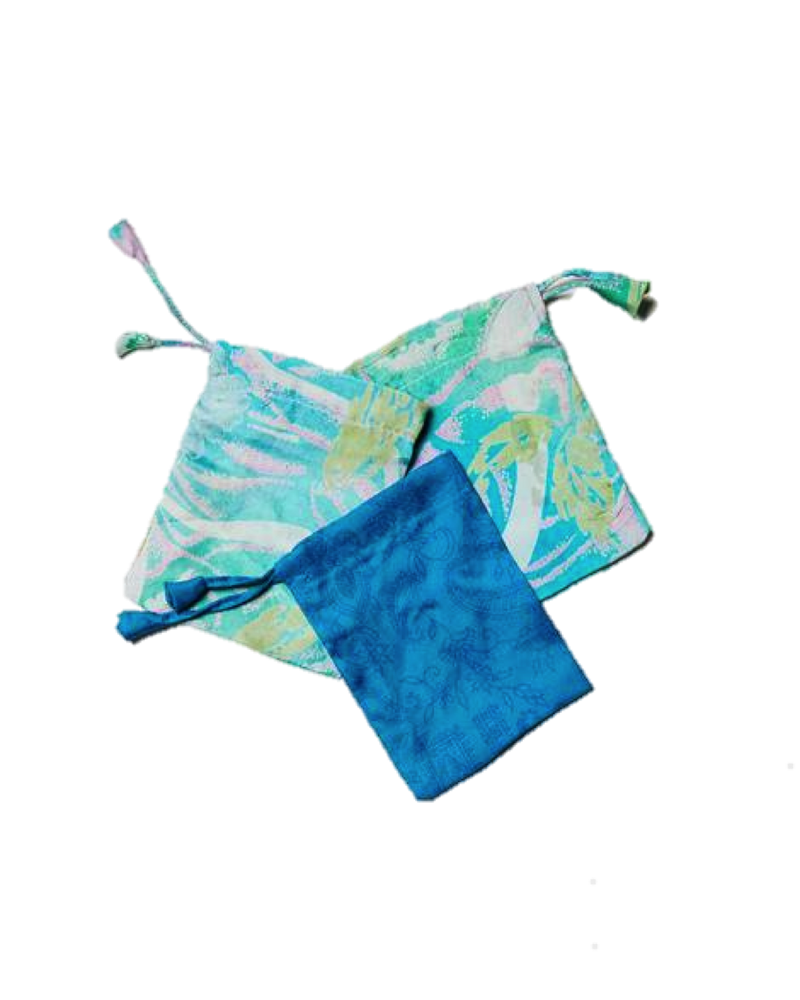 Blue Sari Pouch - Medium 8"x 8" - Not Every Libra