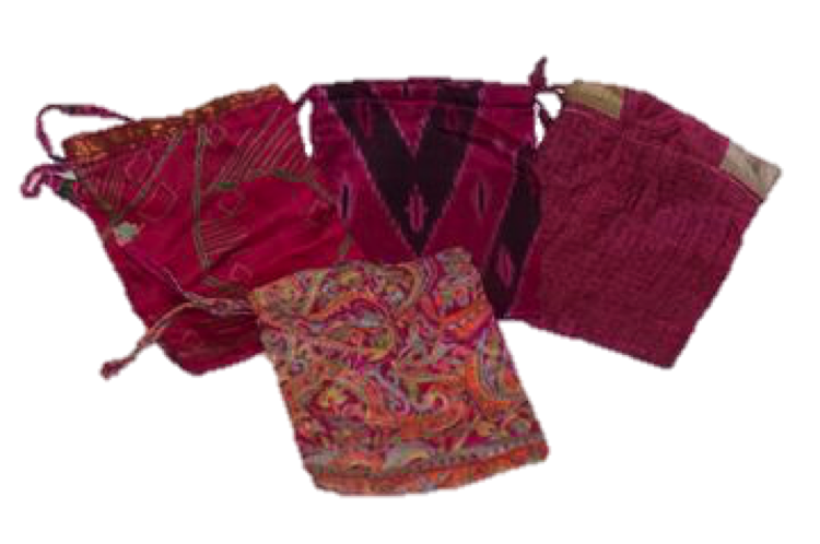 Pink Sari Pouch - Medium 8"x 8" - Not Every Libra