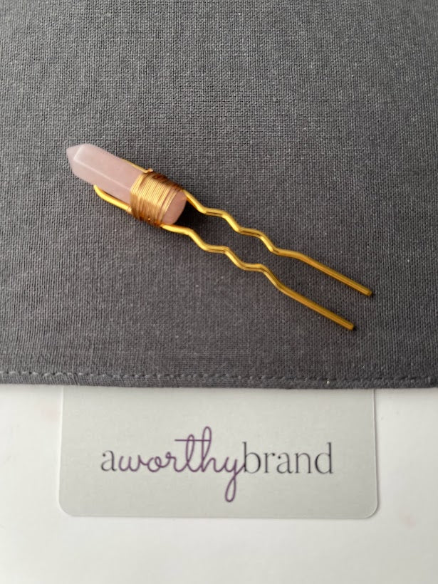 A Worthy Brand - Rose Quartz - Crystal Hair Clip - Not Every Libra