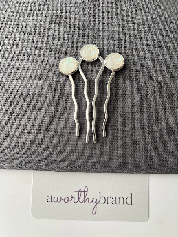 A Worthy Brand - Opal Silver Hair Comb - Not Every Libra