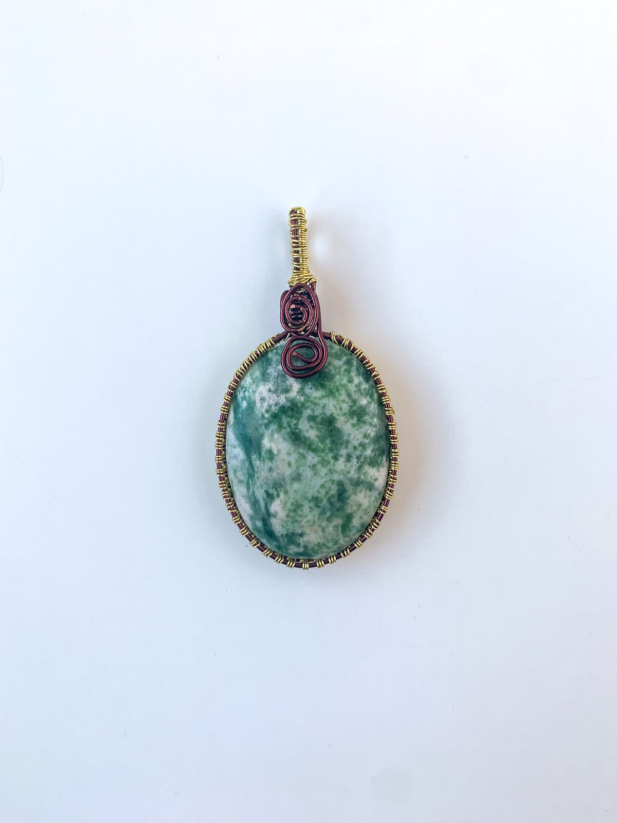 Mossy Green Wire Wrapped Pendant - Not Every Libra