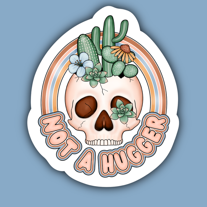 Not A Hugger Sticker - Cactus & Skull