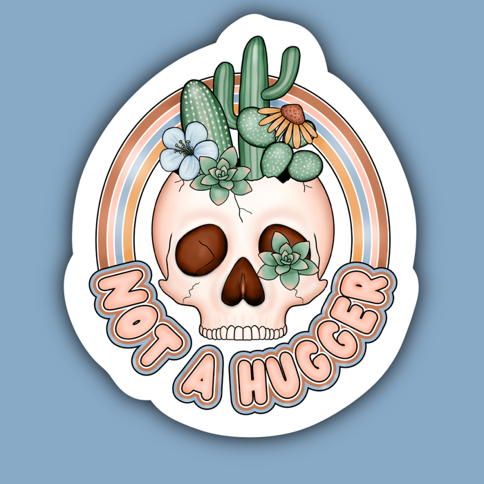 Not A Hugger Sticker - Cactus & Skull - Not Every Libra