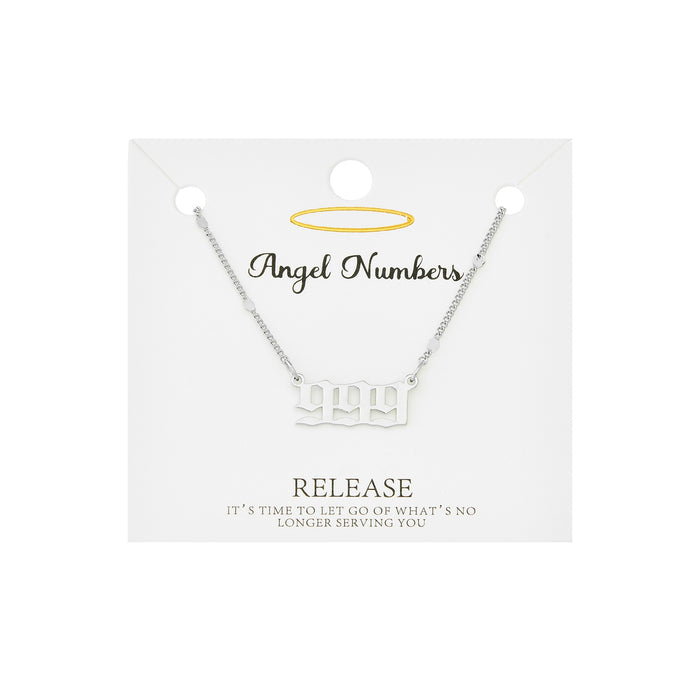 999  - Angel Number Necklace - Rhodium Tone - Not Every Libra
